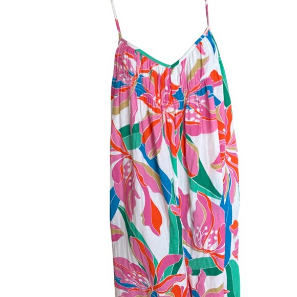 Lane Bryant Tropical Wide Leg  Floral Print Plus Size Jumpsuit With Spaghetti St - Picture 4 of 8